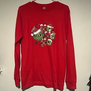 Gildan Red Long-Sleeve Grinch Holiday Tee